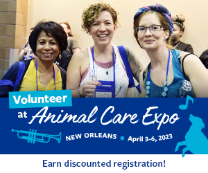 volunteer at animal care expo for discounted registration