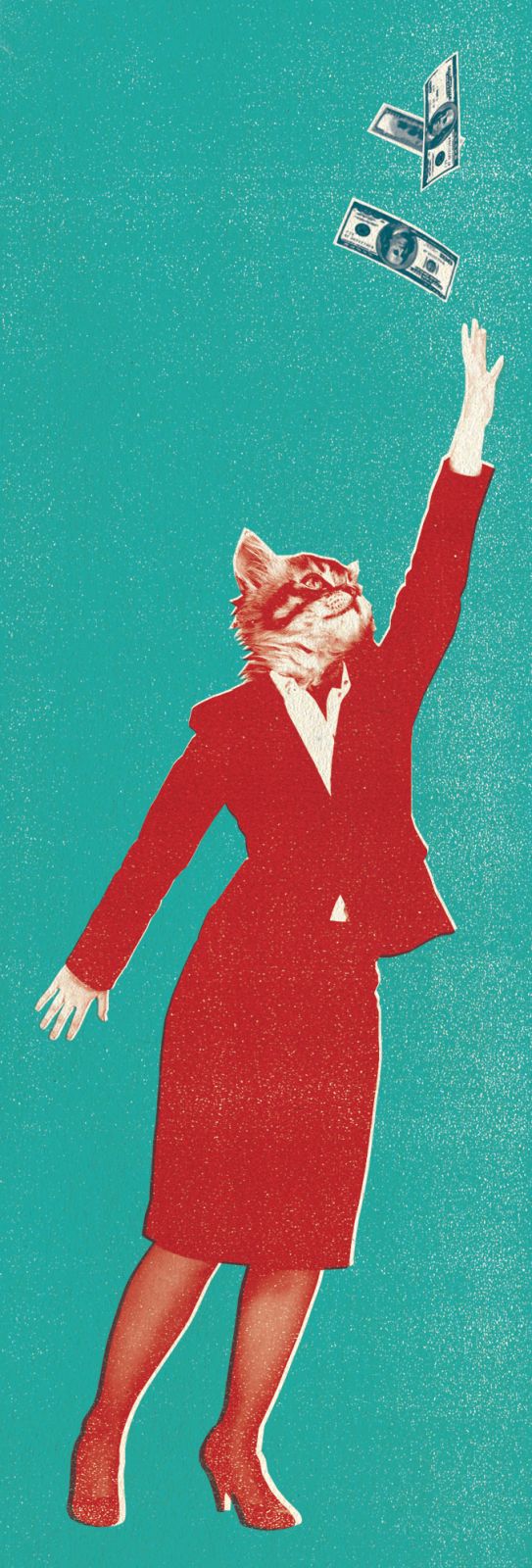 illustration of a cat reaching for money