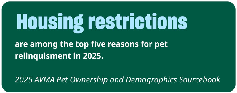 housing restrictions are among the top five reasons for pet relinquishment in 2025.
