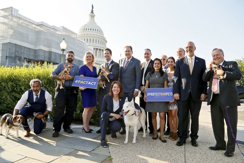 Group of Congressional co-sponsors and HSLF representatives promoting the PACT Act.