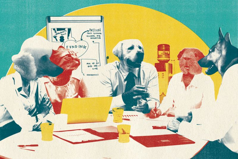 illustration of animals in a business meeting