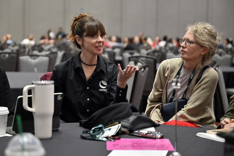 Victoria Stilwell speaking to another woman