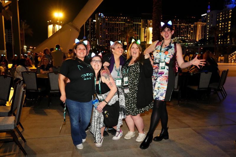 Group outside with light up cat ears