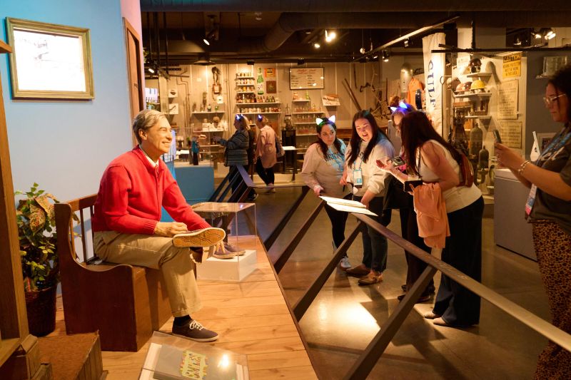 Attendees at Mr. Rogers exhibit