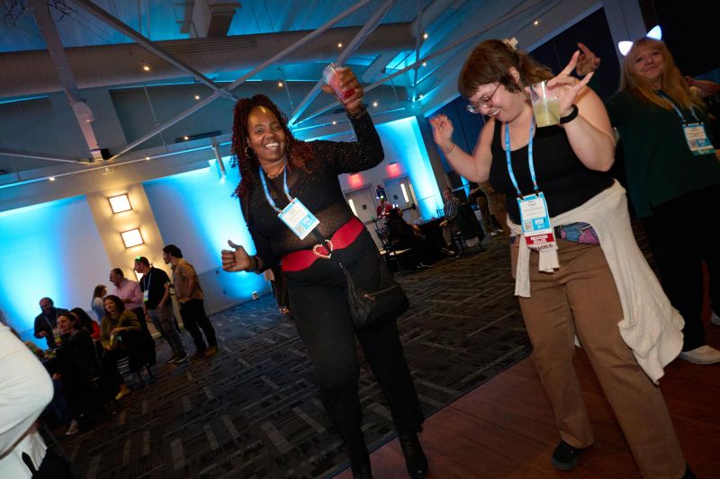 Attendees dancing