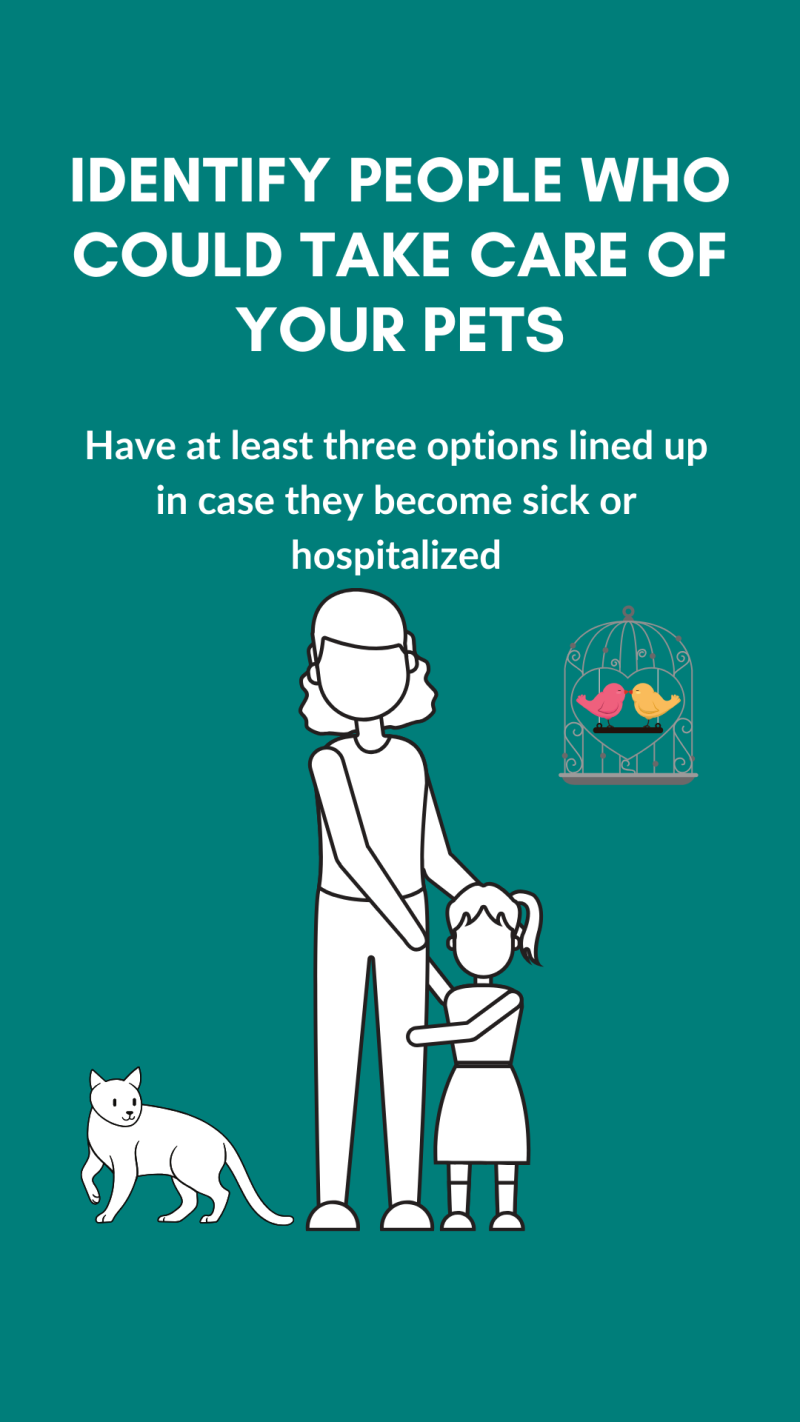 identify people who can take care of your pets