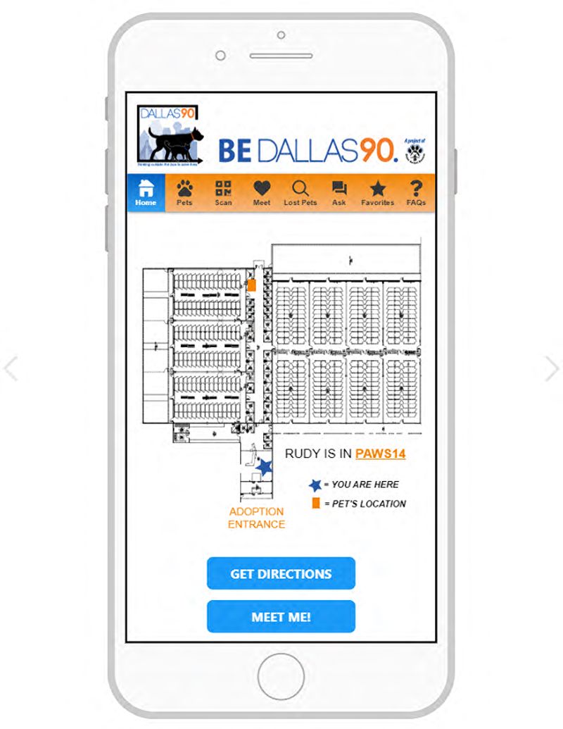 mockup of the Dallas Animal Services app