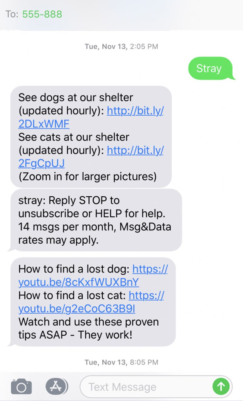 screen cap of a text message