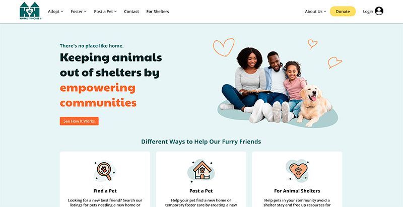 screenshoot of the home to home website