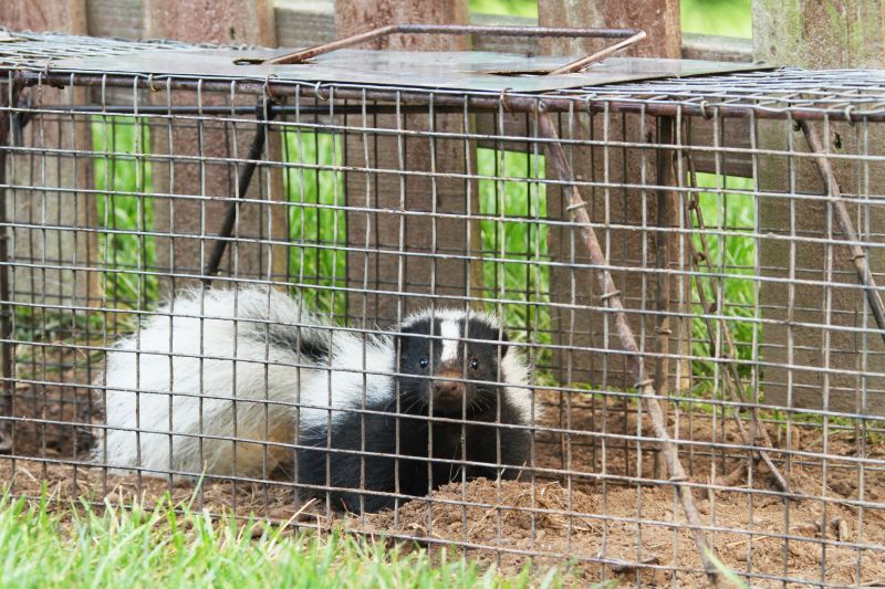 a skunk in a trap