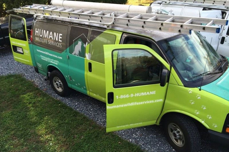 a van branded as humane wildlife services