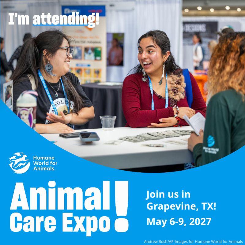 I'm attending Animal Care Expo exhibit hall sharegraphic.