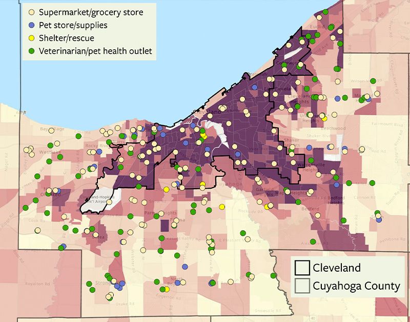 a heatmap depicting the concentration of resources in the cleveland area