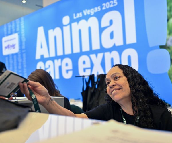 Woman at registration desk