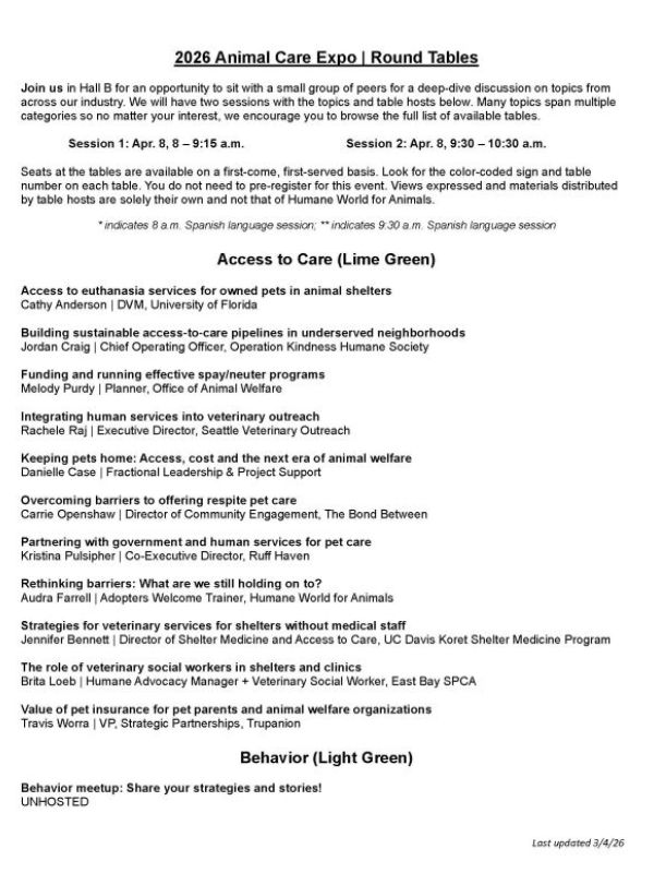 First page of Round Table flyer