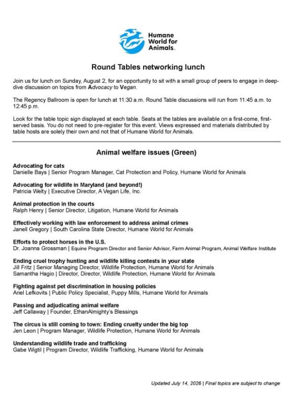First page of Round Table flyer