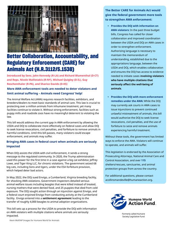 Better CARE for Animals Act Factsheet