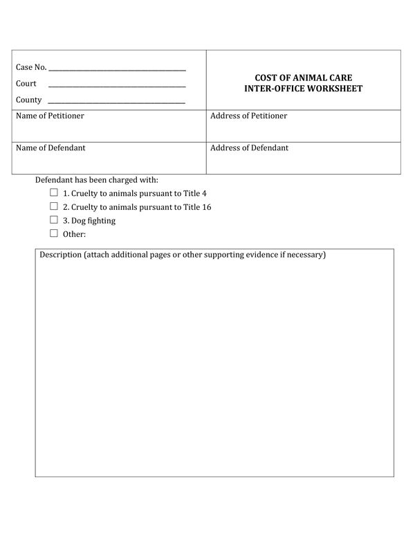 Cost of Care Interoffice Worksheet