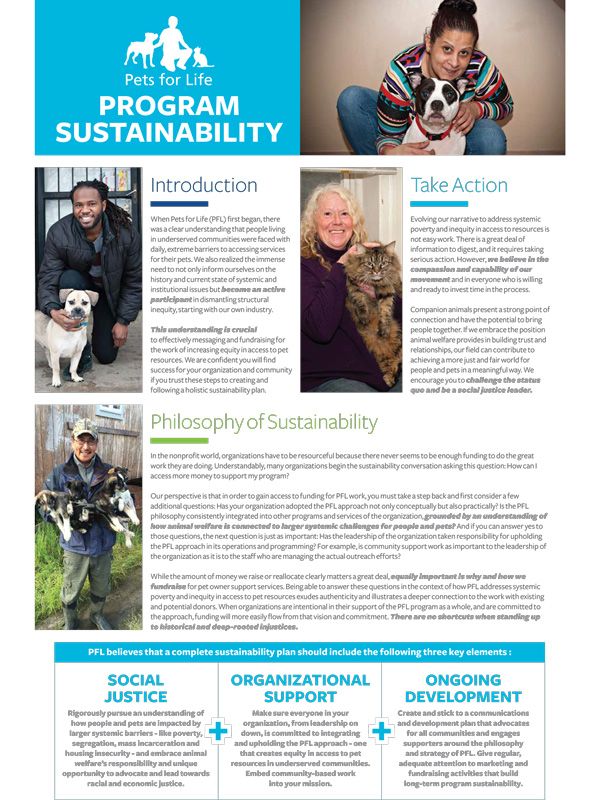 Pets for Life sustainability sheet