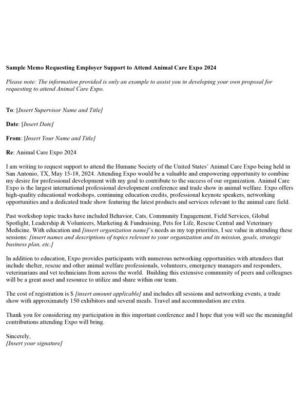 Sample Letter to Employer - Expo 2024