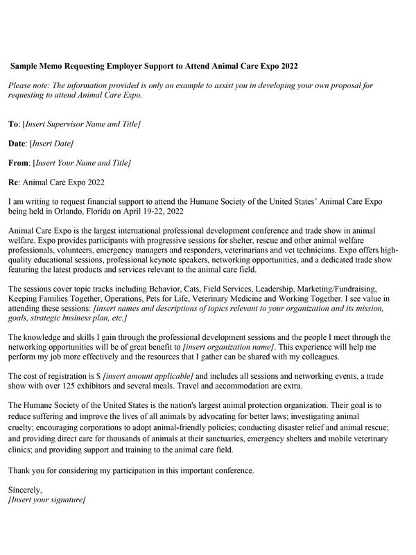 Sample Letter to Employer - Expo 2022