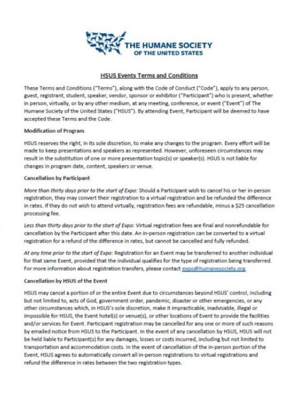 Events terms and conditions