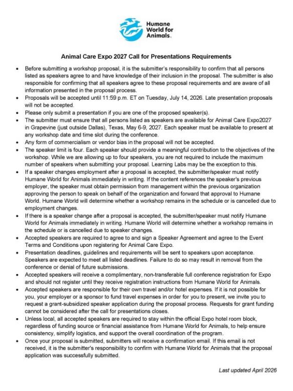 Call for Proposals Requirements