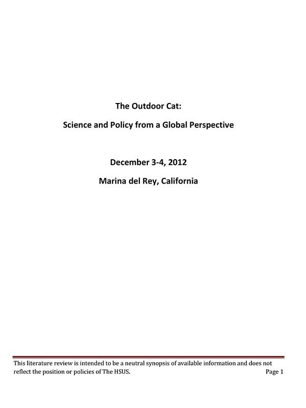 The Outdoor Cat: Science and Policy from a Global Perspective