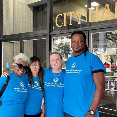 Pets for Life Baton Rouge community outreach advocates standing in front of City Hall