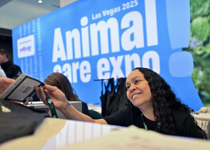 Woman at registration desk