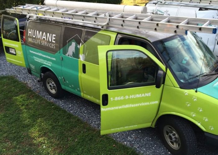 a van branded as humane wildlife services