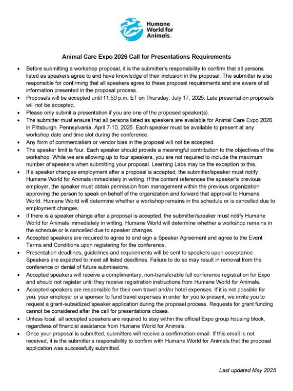 Call for Proposals Requirements